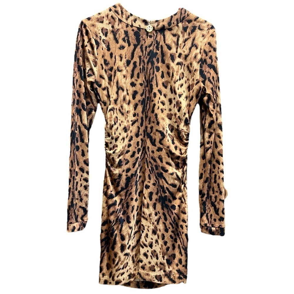 Tory Burch Leopard Animal Print Silk Dress Ruched SZ S